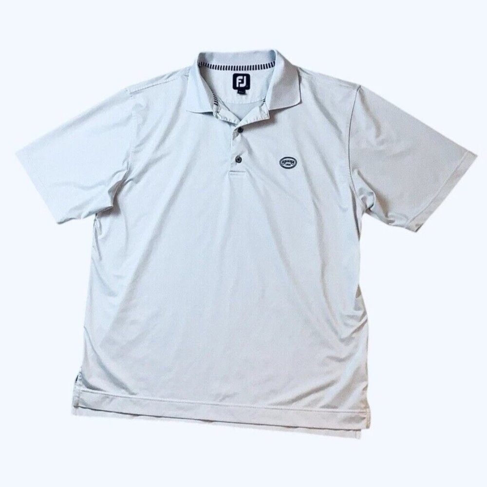FootJoy FJ 1908 Logo Mens Golf Polo Short Sleeve White Shirt Size Large